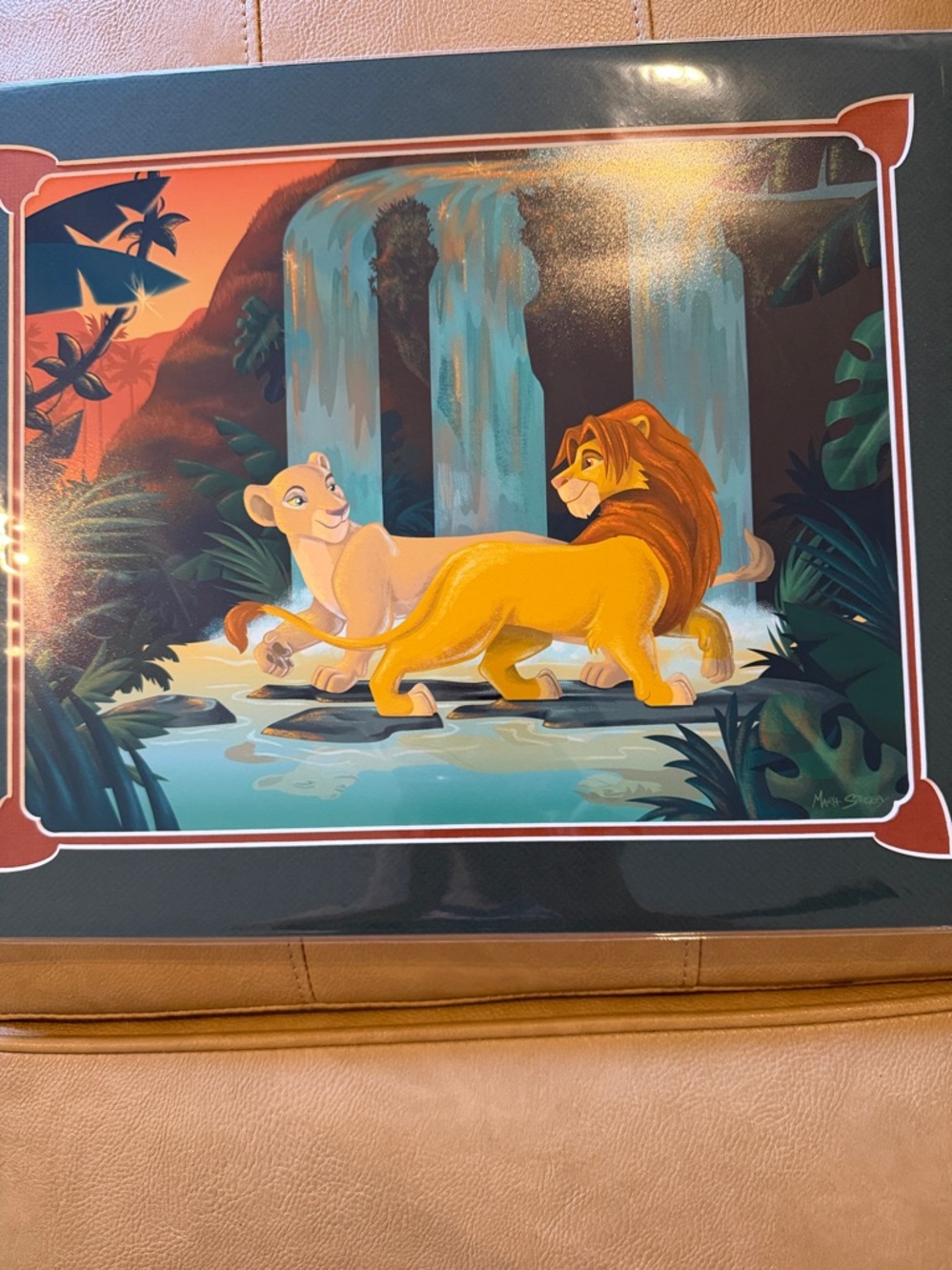 Disney Maria Stuckey 'Love in Paradise' Art lion King BlueWhite, Tan, Blue - Picture 3 of 6